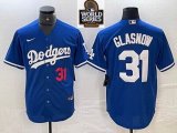 New Los Angeles Dodgers #31 Tyler Glasnow blue majestic baseball jerseys 02