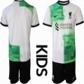 2023-2024 Liverpool club white black green kid soccer jerseys away