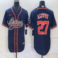 Nike Houston Astros #27 Jose Altuve blue majestic baseball jerseys big logo Joint name -BD