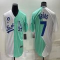 Nike Los Angeles Dodgers #7 Julio Urias green white splits majestic baseball Jerseys-BD 01