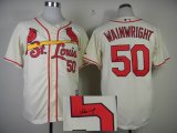 St.Louis Cardinals 50 Wainwright cream mlb signature jersey