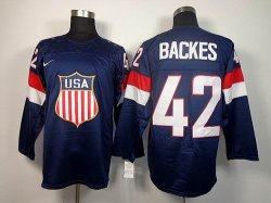 2014 NHL United States team #42 BACKES blue hockey jerseys