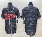 Nike Atlanta Braves blank grey camo MLB Baseball jerseys Joint name-BD