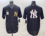 Nike New York Yankees blank black gold majestic baseball Jersey 07