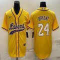 Nike Los Angeless Lakers #24 Kobe Bryant yellow baseball jerseys Joint name-BD