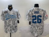 Detroit Lions #26 Jahmyr Gibbs Nike Arctic Camo 2024 Salute to Service Limited Jersey Joint Name