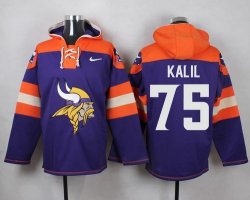 Custom Nike Minnesota Vikings #75 Kalil purple orange nfl Hooded Sweatshirt