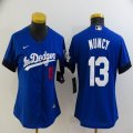 Women New Nike Los Angeles Dodgers #13 Max Muncy blue majestic baseball Jersey