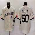 Nike Los Angeles Dodgers #50 Mookie Betts beige fashion majestic baseball Jerseys-BD 08