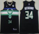 Jordan logo Milwaukee Bucks 34# Giannis Antetokounmpo black nba basketball Jersey-XD