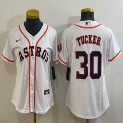 Women Nike Houston Astros #30 Kyle Tucker white baseball jerseys -BD