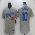 Nike Los Angeles Dodgers #10 Justin Turner gray Flexbase Authentic Collection Jersey-BD