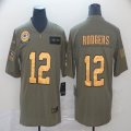 Green Bay Packers #12 Aaron Rodgers green gold Nike Olive 2019 Salute to Service Limited Jersey