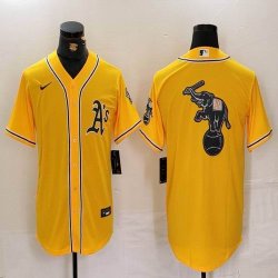 Nike Oakland Athletics blank yellow majestic baseball jersey -BD 03