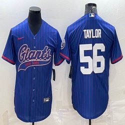 Nike New York Giants #56 Lawrence Taylor blue baseball jerseys Joint name-BD