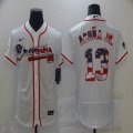 Nike Atlanta Braves #13 Ronald Acuna Jr. USA flag white Flexbase Authentic Collection Jersey