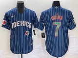 2023 World Cup Mexico #7 Julio Urias blue majestic baseball jerseys 82