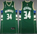 Milwaukee Bucks 34# Giannis Antetokounmpo green nba basketball Jerseys 6 patch-XD