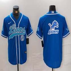 Detroit Lions blank blue baseball jerseys Joint name-BD 06