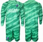 Custom Paris Saint-Germain green kids long sleeves goalkeeper soccer jersey