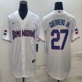 2023 World Cup Dominican Republic's #27 Vlad Guerrero Jr. white majestic baseball jerseys 06