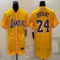 Nike Los Angeless Lakers #24 Kobe Bryant yellow Flexbase Authentic Collection Jersey