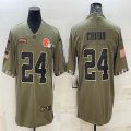 Nike Cleveland Browns #24 Nick Chubb Salute to Service Retired Limited Jersey-BD