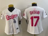 Youth Nike Los Angeles Dodgers #17 Shohei Ohtani white pink MLB baseball Jersey-Joint name-BD 02