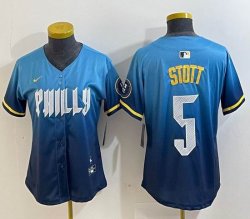 Women Nike Philadelphia Phillies #5 Bryson Stott skyblue majestic baseball jersey city version-BD