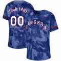 Custom Nike Texans Rangers blue Pattern majestic baseball jersey-WBL