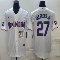 2023 World Cup Dominican Republic\'s #27 Vlad Guerrero Jr. white majestic baseball jerseys 03