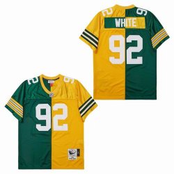 Green Bay Packers #92 Reggie White yellow green splits Throwback NFL jersey