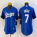 Women Nike Los Angeles Dodgers #7 Julio Urias blue fashion majestic baseball jerseys 01