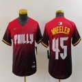 Youth Nike Philadelphia Phillies #45 Zack Wheeler red majestic baseball jersey city version