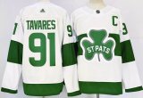 Adidas Toronto Maple Leafs #91 John Tavares white green hockey jersey-PD