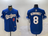 Nike Los Angeles Dodgers #8 Enrique Hernandez blue gold majestic baseball jerseys 03