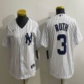 Women Yankees #3 Ruth white MLB majestic baseball Jerseys