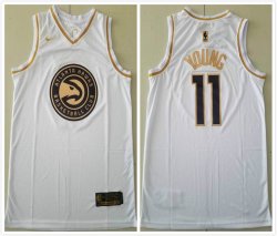 Atlanta Hawks #11 Trae Young white gold basketball Jerseys-TY