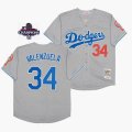 2024 World Series Champions Los Angeles Dodgers 34 Fernando Valenzuela gray throwback mlb jersey-SG