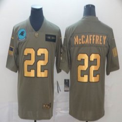 Panthers #22 Christian McCaffrey green gold Nike Camo 2019 Salute to Service Retired Limited Jersey