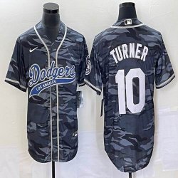 Nike Los Angeles Dodgers #10 Justin Turner gray camo majestic baseball Jerseys Joint name -BD