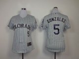 Colorado Rockies 5 gonzalez grey pinstripe women