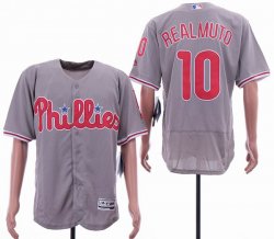 Philadelphia Phillies #10 J.T. Realmuto gray Flexbase Authentic Collection Jersey