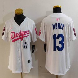 Youth Nike Los Angeles Dodgers #13 Max Muncy white pink fashion MLB baseball Jersey-Joint name-BD 02