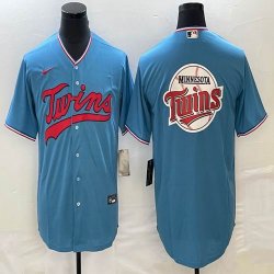 Nike Minnesota Twins blank skyblue majestic baseball MLB jerseys big logo