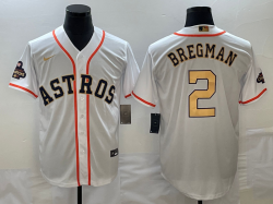 Nike Houston Astros #2 Alex Bregman white gold majestic baseball jerseys 02