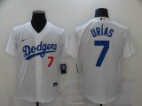 Custom Nike Los Angeles Dodgers #7 Julio Urias white youth majestic baseball jerseys