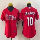 Women Nike Philadelphia Phillies #10 J.T. Realmuto red majestic baseball jersey-BD