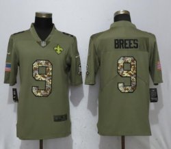 Nike New Orleans Saints 9 Brees Olive Camo Carson 2017 Salute to Service Limited Jersey