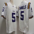 LSU Tigers College Football #5 Jayden Daniels white ncaa jersey